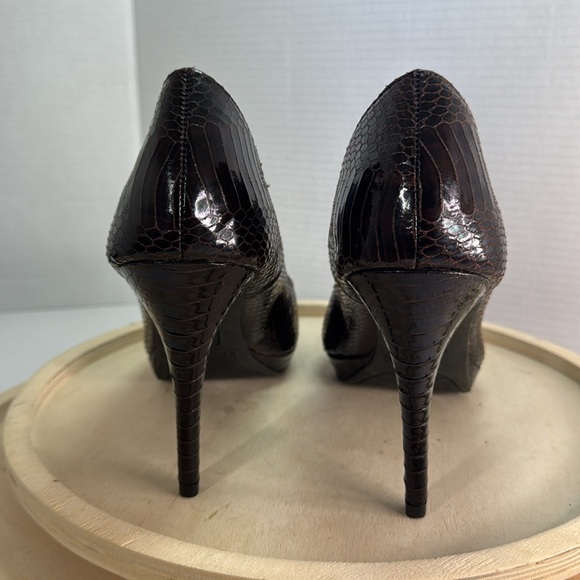 Christian Siriano Snake Skin Print Platf Pumps Brown Size 9.5 - Picture 4 of 9